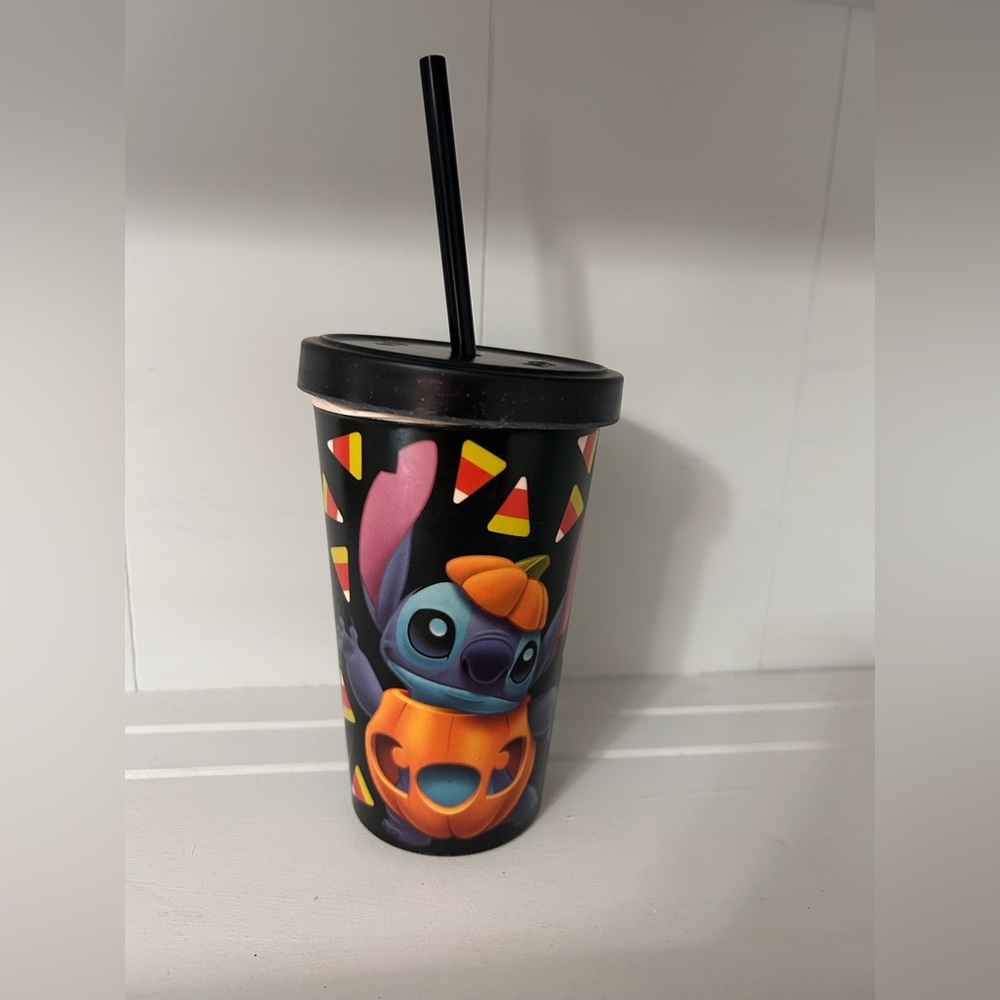 Disney Lilo and Stitch Halloween Tumbler with Candy Corn and‎ straw with lid
